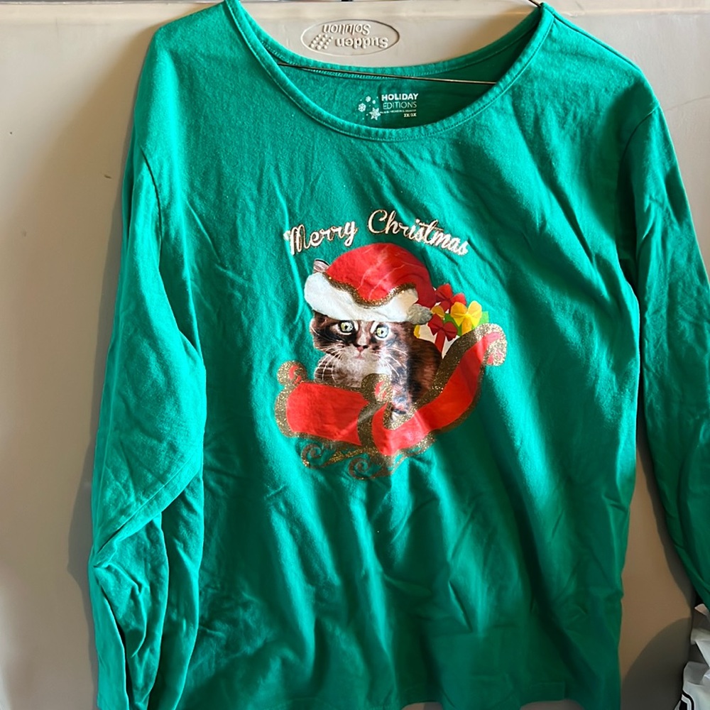 Women’s Merry Christmas Kitty Cat Shirt 3X